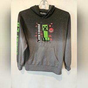 JINX TEEN BOY'S MINECRAFT CREEPER GREY OMBRE HOODED PULLOVER SWEATSHIRT SIZE S